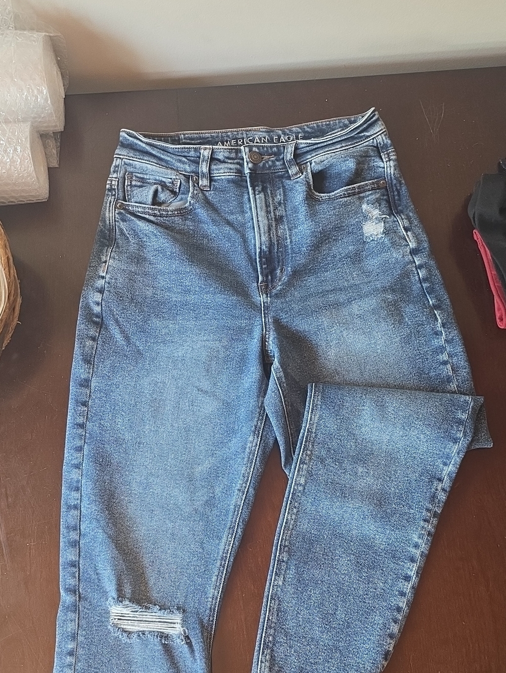 American Eagle Outfitters High-Rise Distressed Blue Jeans
